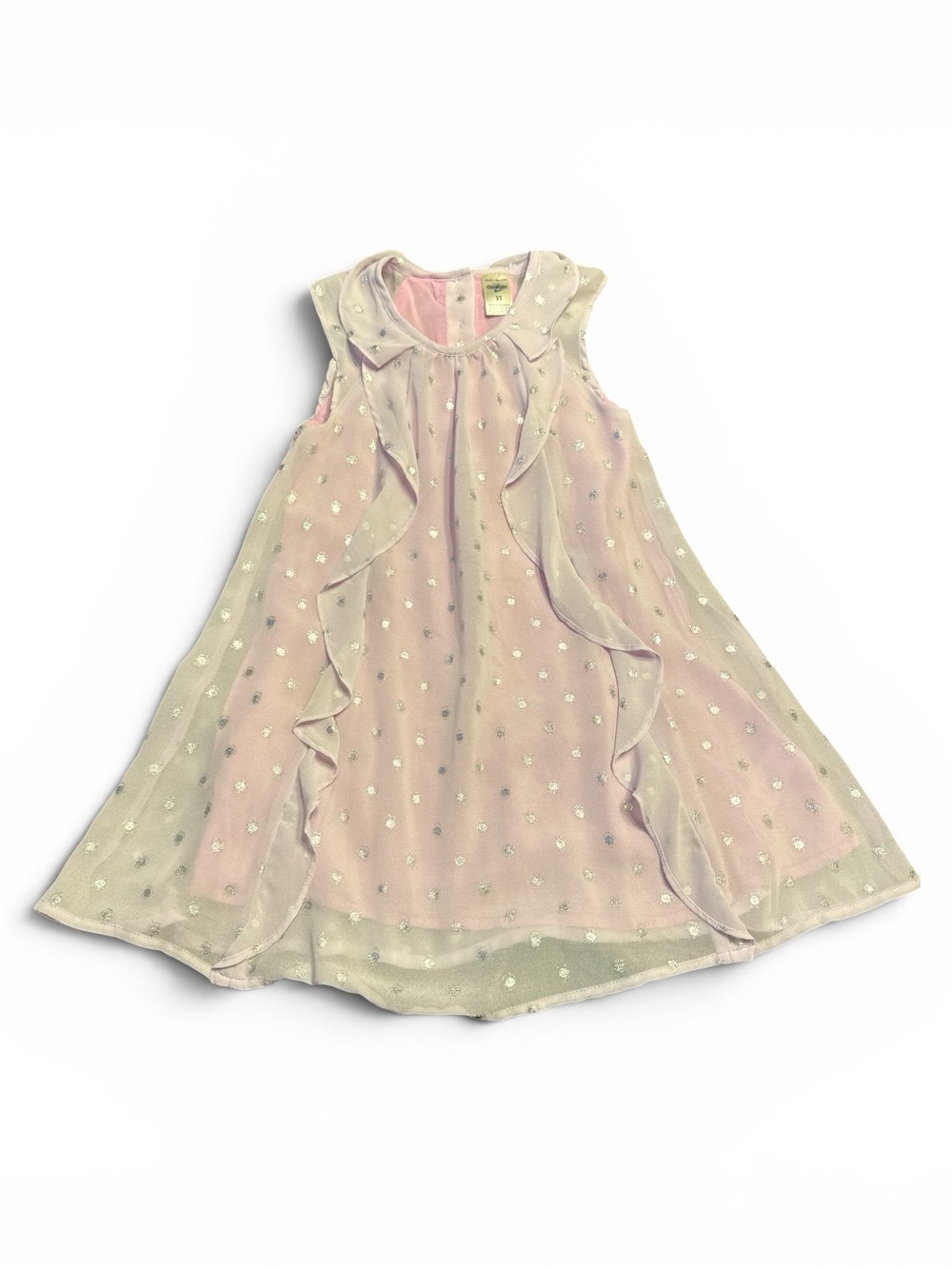 3T OshKosh B'gosh Light Pink Flutter Dress with Silver Glitter Dots